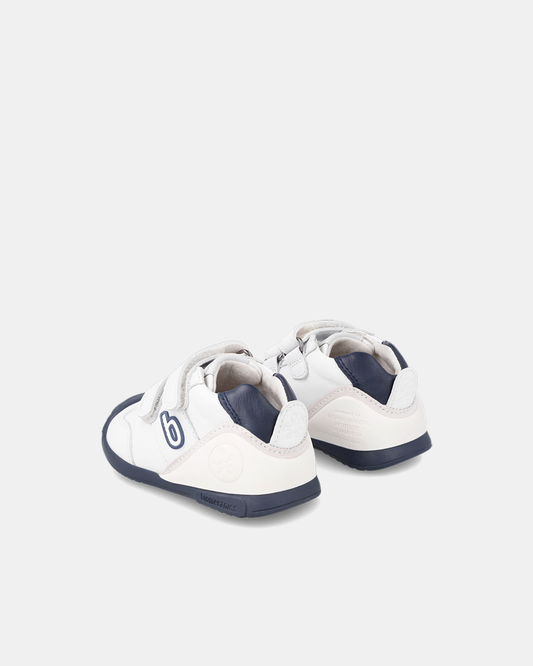 Pantofi Piele Naturală Primii Pași Biomecanics – Alb/Bleumarin - 221001-A057