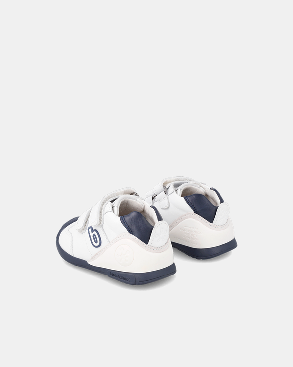 Pantofi Piele Naturală Primii Pași Biomecanics – Alb/Bleumarin - 221001-A057