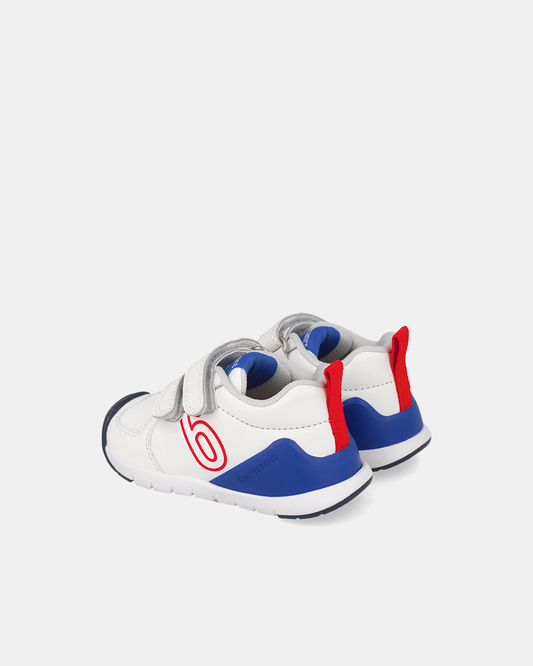 Pantofi Sport Piele Naturală Biomecanics – Alb Albastru Roșu – 261136-A825