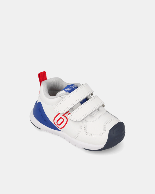 Pantofi Sport Piele Naturală Biomecanics – Alb Albastru Roșu – 261136-A825