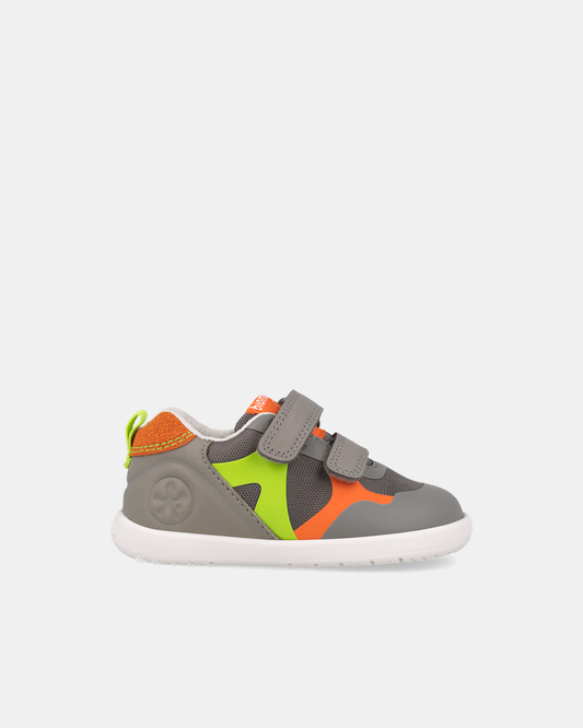 Pantofi Sport Primii Pași Biomecanics Wider – Gri/Portocaliu/Verde Neon – 261168-B154