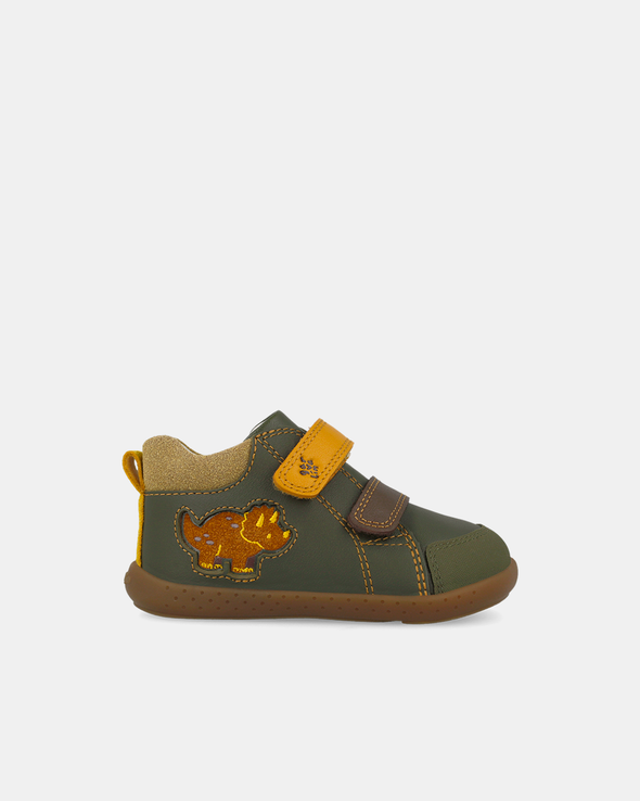 Ghete Primii Pași Garvalín Barefoot – Verde Kaki / Dinozaur – 261309-B788