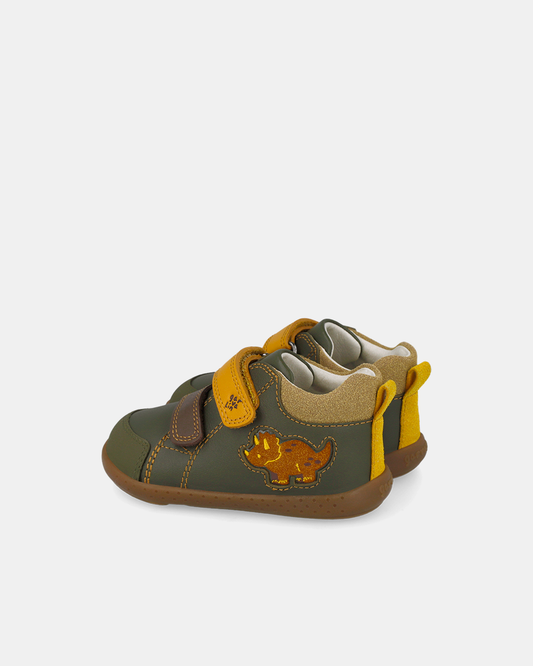 Ghete Primii Pași Garvalín Barefoot – Verde Kaki / Dinozaur – 261309-B788