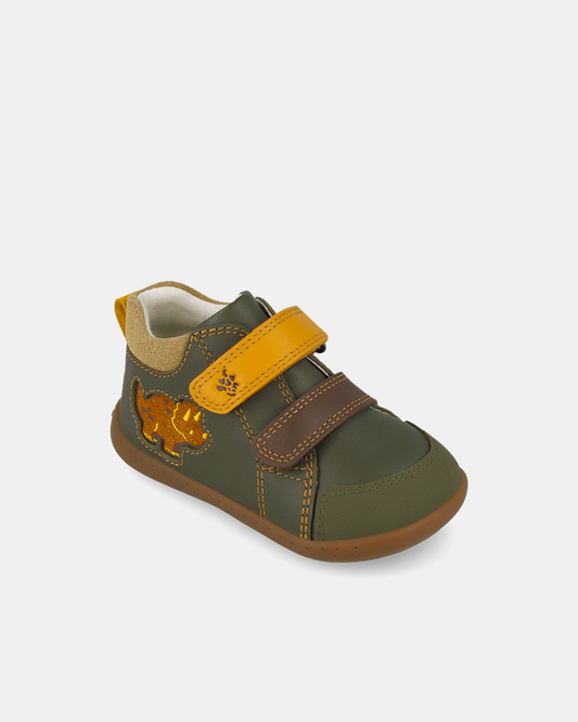 Ghete Primii Pași Garvalín Barefoot – Verde Kaki / Dinozaur – 261309-B788