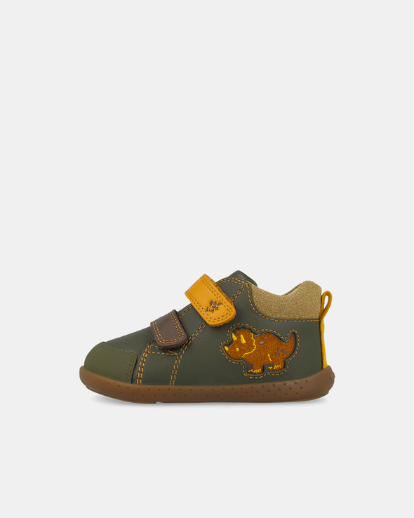 Ghete Primii Pași Garvalín Barefoot – Verde Kaki / Dinozaur – 261309-B788
