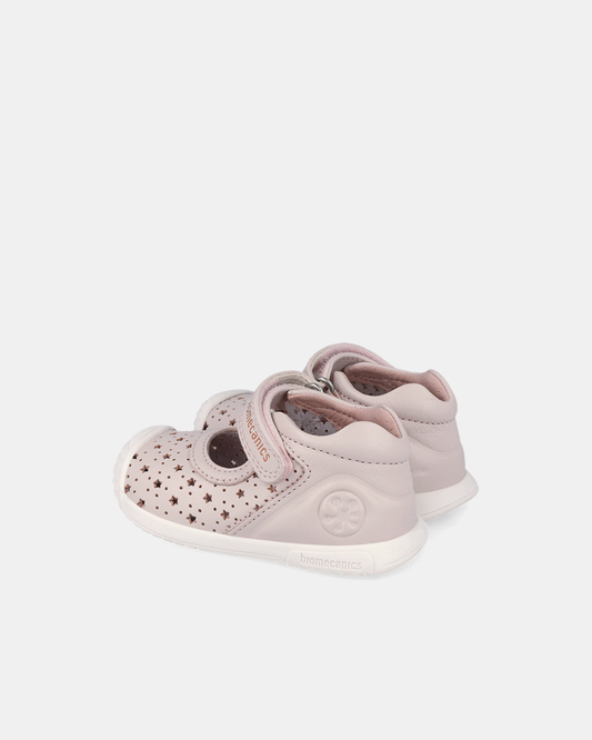 Pantofi/Balerini Piele Naturală Biomecanics – Roz cu Steluțe - 262100-A779