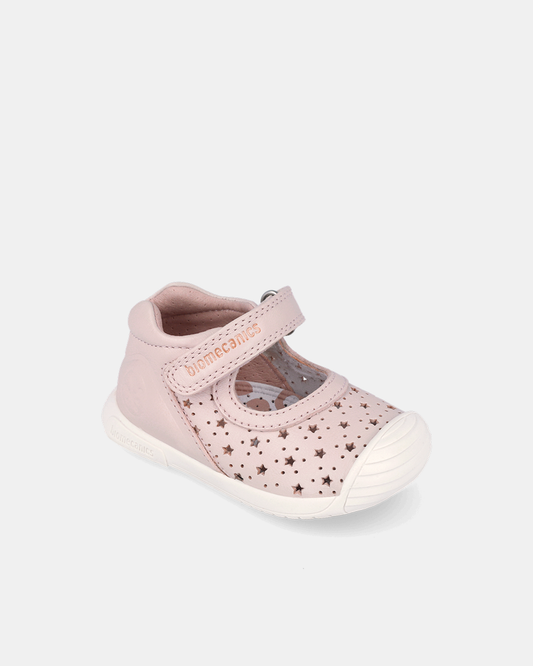 Pantofi/Balerini Piele Naturală Biomecanics – Roz cu Steluțe - 262100-A779