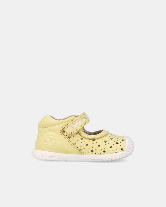 Pantofi/Balerini Piele Naturală Biomecanics – Galben cu Steluțe - 262100-B713