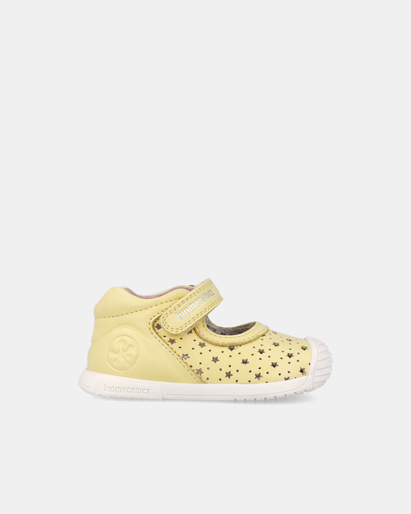 Pantofi/Balerini Piele Naturală Biomecanics – Galben cu Steluțe - 262100-B713