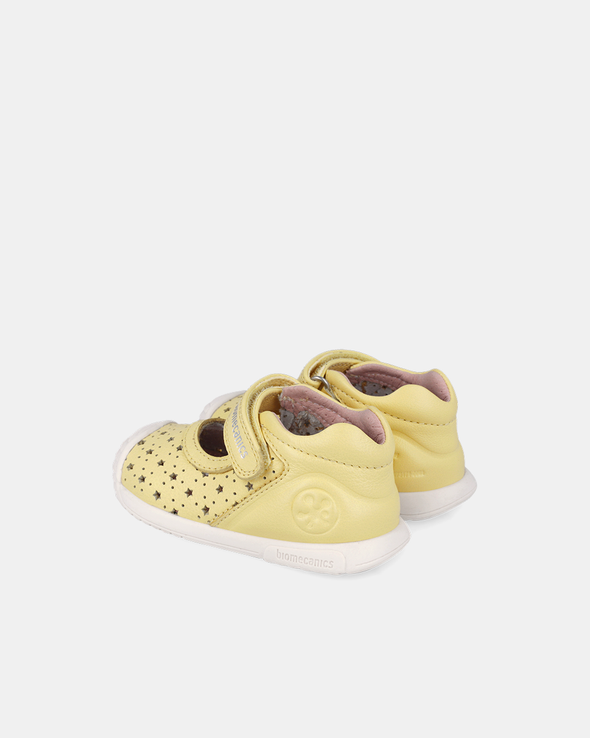Pantofi/Balerini Piele Naturală Biomecanics – Galben cu Steluțe - 262100-B713
