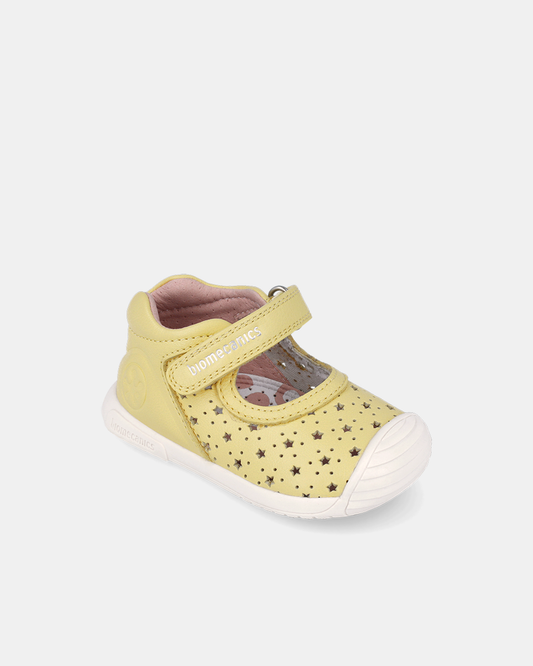 Pantofi/Balerini Piele Naturală Biomecanics – Galben cu Steluțe - 262100-B713