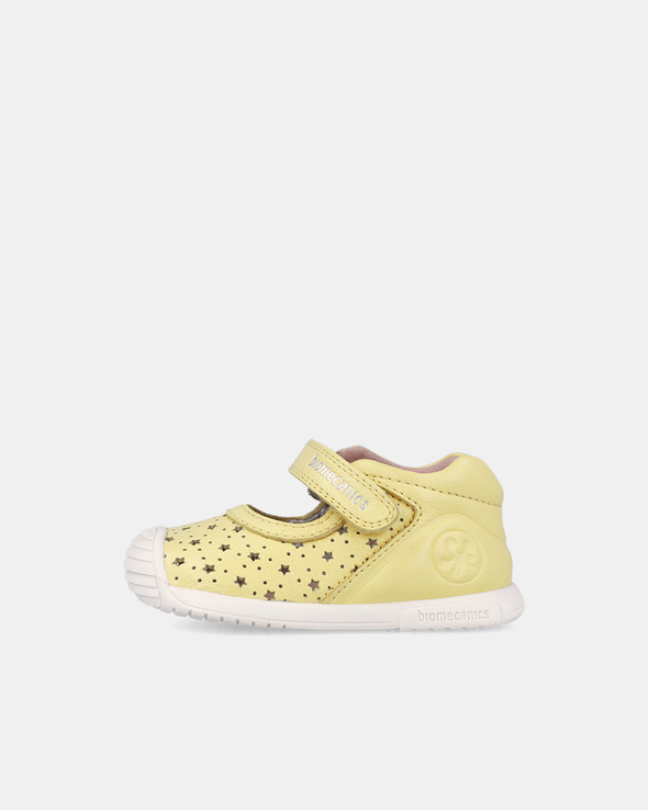 Pantofi/Balerini Piele Naturală Biomecanics – Galben cu Steluțe - 262100-B713