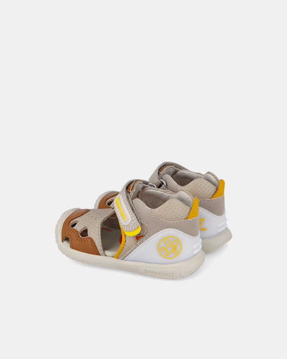 Sandale Piele Naturală Primii Pași Biomecanics – Bej și Maro - 262128-B725