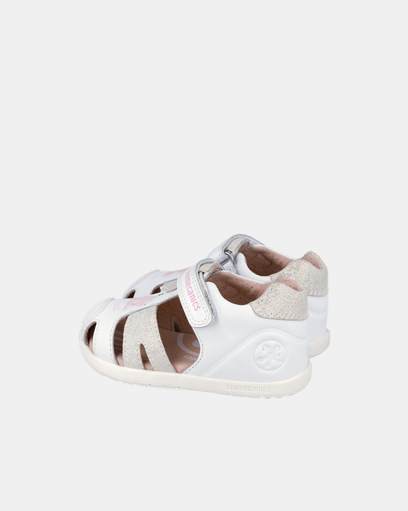 Sandale Piele Naturală Primii Pași Biomecanics Wider – Alb "Little Princess" - 262160-B050